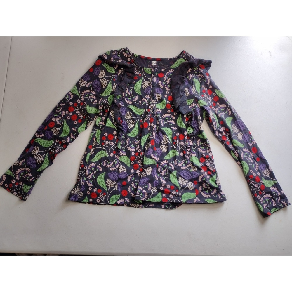 Tea Collection Floral Print‎ Long Sleeve Ruffle Top Kids Size 12